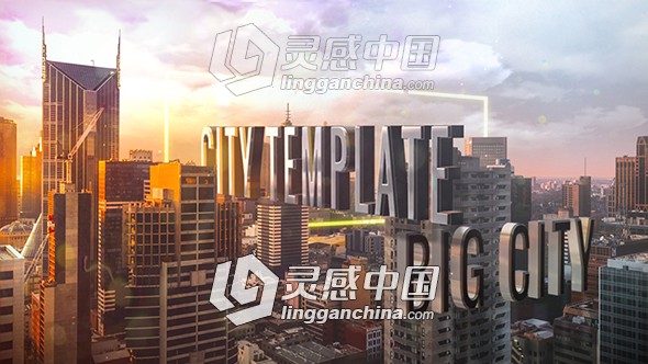 城市三维文字标题动画片头AE模板 Titles of City  福风灵感网 www.ffidea.com