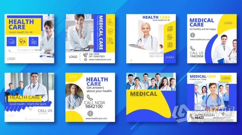通用社交媒体动态海报医疗保健服务介绍联系人广告单张 AE模板 AE工程文件 Medical Health Promo Instagram Post V26  福风灵感网 www.ffidea.com