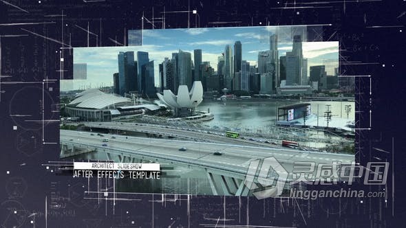 数学背景素描线动画展示摩天大楼建筑蓝图数字城市宣传幻灯片 AE模板 AE工程文件 Architect Slideshow  福风灵感网 www.ffidea.com