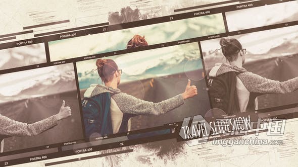 旅行幻灯片柔和光泄漏优雅墨水动画胶复古旅行照片相册动画制作 AE模板 AE工程文件 Travel Slideshow  福风灵感网 www.ffidea.com