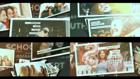 学生时代照片幻灯片美好相册视频制作婚照MV动画效果 AE模板 AE工程文件 School Years Photo Slideshow  福风灵感网 www.ffidea.com