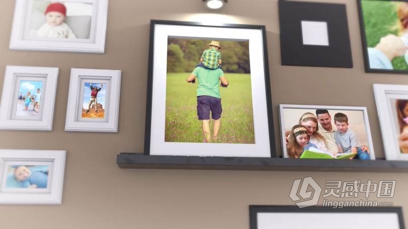 各种不同尺寸3D相框动画时尚展示成长纪录旅行回忆家庭相册照片墙 AE模板 AE工程文件 Wall Photo Gallery  福风灵感网 www.ffidea.com