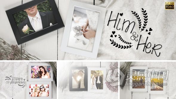 多场景展示纯洁优雅婚礼家庭电子相册时尚作品视频相册 AE模板 AE工程文件 Wedding Photo Gallery  福风灵感网 www.ffidea.com