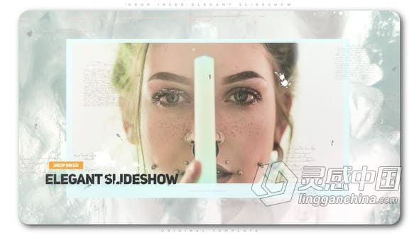 非常精美的水墨过渡滴墨效果飞行卡片相册多彩视频展示幻灯片 AE模板 AE工程文件 Drop Inked Elegant Slideshow  福风灵感网 www.ffidea.com