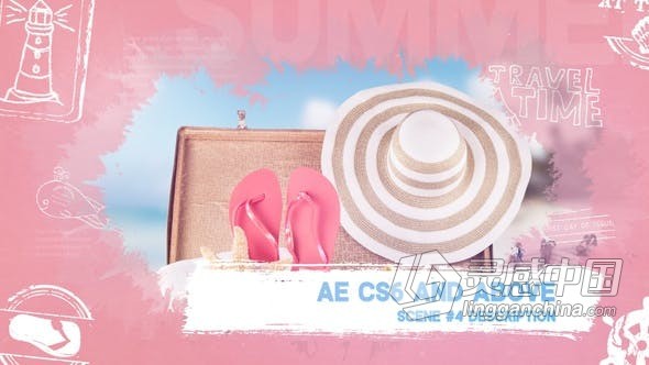 甜美粉红浪漫色彩时尚可爱水墨晕染效果旅游相册动感展示 AE模板 AE工程文件 Photo Journey Slides  福风灵感网 www.ffidea.com