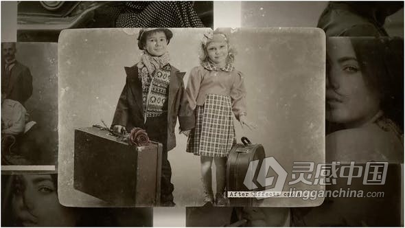 灰白色调复古陈旧老照片历史回忆纪录片视频相册 AE模板 AE工程文件 Vintage Photo Slideshow  福风灵感网 www.ffidea.com