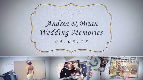 粉色花瓣飞舞清新自然婚礼模板浪漫美丽视频相册 AE模板 AE工程文件 Wedding Memories  福风灵感网 www.ffidea.com