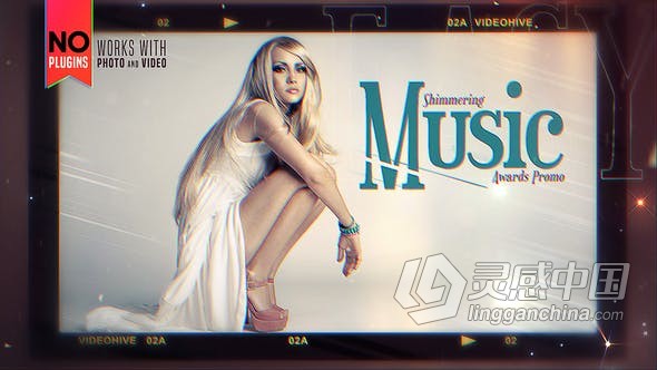 闪烁音乐奖宣传介绍金色线条图形群体动画视频转场 AE模板 AE工程文件 Shimmering Music Awards Promo  福风灵感网 www.ffidea.com