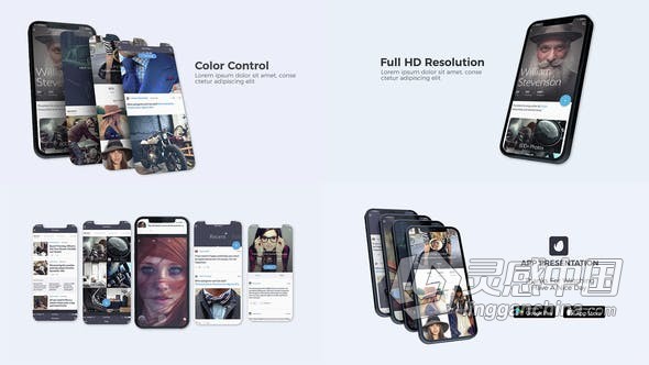 推广APP应用程序网站设计用户界面服务业务动画视频 AE模板 AE工程文件 App Presentation V 2.0  福风灵感网 www.ffidea.com