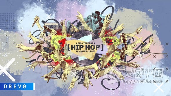 嘻哈音乐简介VHS复古动画视频片头制作 AE模板 AE工程文件 Hip-Hop Intro  福风灵感网 www.ffidea.com