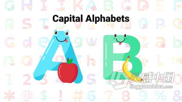 70个可爱字母和数字卡通动画效果视频元素 AE模板 AE工程文件 Cute Alphabets &amp; Numbers  福风灵感网 www.ffidea.com