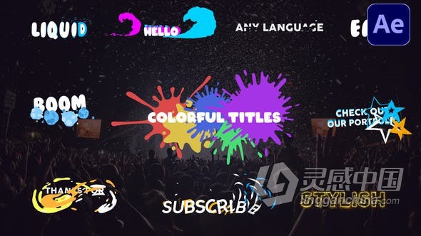 10种效果色彩鲜艳卡通视频字幕动画 AE模板 AE工程文件 Colorful Titles | After Effects  福风灵感网 www.ffidea.com