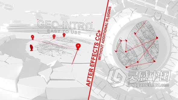 AE模板 3D建筑物地图场景动画开幕世界旅行视频片头 AE工程 AE文件  福风灵感网 www.ffidea.com