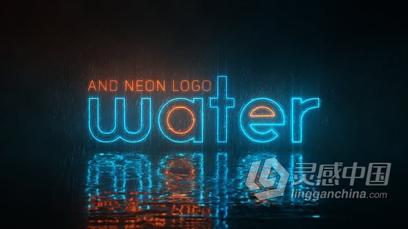 AE模板 下雨流雨水闪光霓虹灯LOGO文字轮廓动画效果视频 AE工程 AE文件  福风灵感网 www.ffidea.com