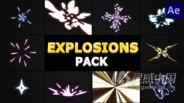 AE模板 12种卡通爆炸MG动画 AE工程 AE文件  福风灵感网 www.ffidea.com