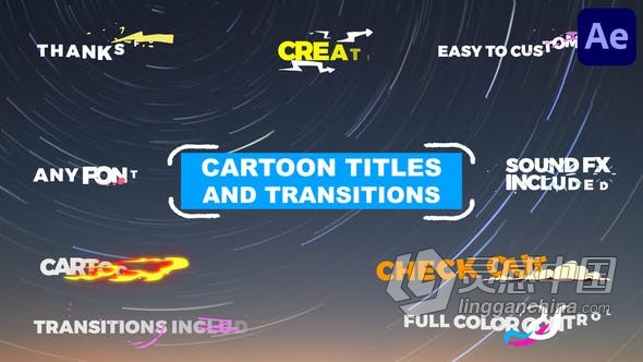 AE模板 10种手绘卡通图形动画视频字幕文字标题效果 AE工程 AE文件  福风灵感网 www.ffidea.com