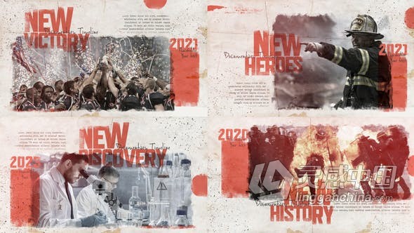 AE模板 新历史纪录片时间表水墨复古记录事件战争冲突政治革命叛乱 AE工程 AE文件  福风灵感网 www.ffidea.com