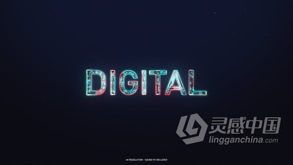 AE模板 新能源公司LOGO视频片头玻璃毛刺故障霓虹灯特效 AE工程 AE文件  福风灵感网 www.ffidea.com