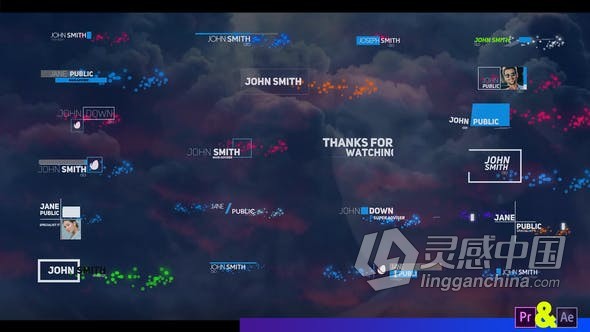 AE模板PR模板 创意粒子动画视频字幕条20组文字标题设计 PR与AE工程文件  福风灵感网 www.ffidea.com