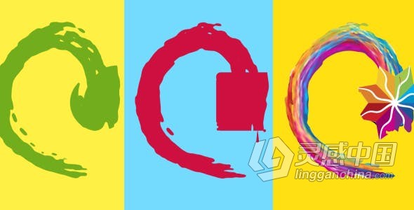 AE模板 彩色液体水痕旋转路径填充揭示品牌标志滴墨效果动画 AE工程 AE文件下载  福风灵感网 www.ffidea.com