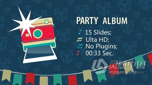 AE模板 卡通有趣生日派对照片模板儿童节目活动视频相册 AE工程 AE文件下载  福风灵感网 www.ffidea.com