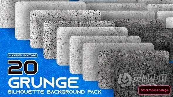 20个抽象纹理颗粒风格视频素材 Grunge Silhouette Background Pack  福风灵感网 www.ffidea.com