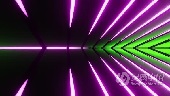 绿色背景上的紫色霓虹激光循环动画视频素材 Purple neon lasers on green background  福风灵感网 www.ffidea.com