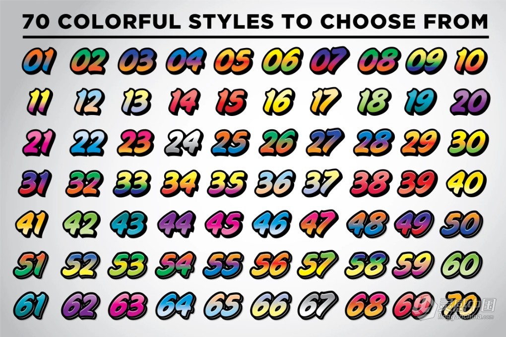 70个时尚彩色渐变阴影背景创意设计Ai文本样式 Funk Graphic Styles  福风灵感网 www.ffidea.com