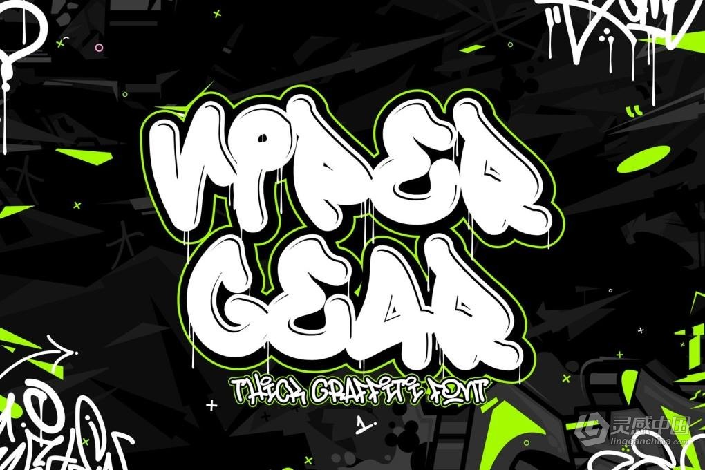 前卫时尚街头喷漆涂鸦手写粗犷滴墨趣味风格英文字体 Viper Gear – Thick Graffiti Font  福风灵感网 www.ffidea.com