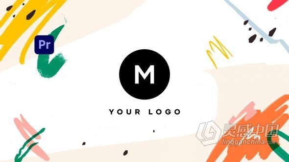 彩色涂鸦艺术画笔描边效果热带活力风格LOGO片头-PR模板 Logo Paint Brush Tropical  福风灵感网 www.ffidea.com
