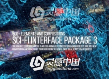 500种高科技军事界面HUD动态元素包AE模板 Sci-fi Interface HUD Package 3