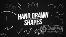 50个手绘形状箭头皇冠线条动画元素PR模板下载 Hand Drawn Shapes