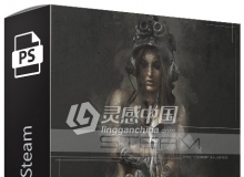 Rons蒸汽烟雾PS笔刷雾化氛围情绪人像创意绘画特效合PS笔刷