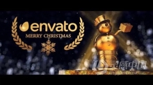 金色雪人3D圣诞节晚会活动开场片头LOGO动画AE模板AE工程文件 Christmas Logo