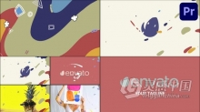 PR模板-彩色卡通液体飞溅波浪元素演绎徽标动画和过渡效果 Wave Logo Reveals And Transitions for Premiere Pro