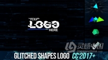 4K分辨率毛刺闪动3D形状元素RGB分割分形故障LOGO片头动画 AE模板 AE工程文件 Glitched shapes logo intro