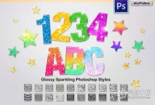 【PS样式】44个闪亮发光和渐变光泽PS图层样式笔刷 Sparkling Glossy Layer Styles for PS