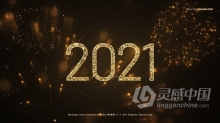 2021年黄金烟花背景新年晚会公司年会活动派对舞台倒数定格画面视频素材 LED大屏幕动态背景素材