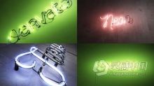 三维霓虹灯LED发光动画LOGO酒吧牌子效果 AE模板 AE工程文件 Neon Flow Logo
