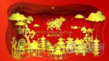 农历牛年2021年春节快乐新一年喜庆开场视频片头制作 AE模板 AE工程文件 Chinese New Year Wishes