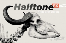 PSD样式模板-雕版印刷复古半色调照片特效PSD模板 Halftone FX – PSD Press Effects