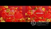 2021农历新年3D灯笼喜庆中国风贺卡宣传视频片头动画 AE模板 AE工程文件 Chinese New Year Logo Reveal 3D
