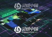 未来数据科技感图文展示介绍AE模板 Sci-Fi Elements Slideshow