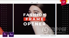 时尚杂志模特写真美妆视频网络频道包装宣传片头AE模板PR模板工程文件 Fashion Frame Opener