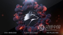 爆炸火焰烟雾特效演绎金属LOGO视频片头 AE模板 AE工程文件 Firewave Logo Intro