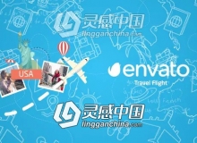 环球旅行旅游片头AE模板 Videohive Travel Flight Logo