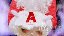 圣诞老人双手揭开粒子雪花标志露出LOGO动画AE模板AE工程文件 Christmas Logo