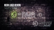 带有老化电线的怀旧复古砖墙上霓虹灯标志发光LOGO显示AE模板下载 Neon Logo Reveal