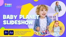 幼儿园活动培训班广告儿童庆祝活动儿童节视频相册AE模板PR模板工程文件 Baby Planet Promo Slideshow