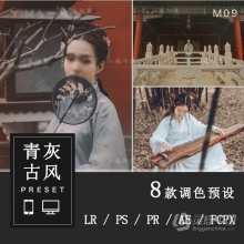 青灰古风复古汉服古装人像LR预设/FCPX/达芬奇/PR调色LUT预设